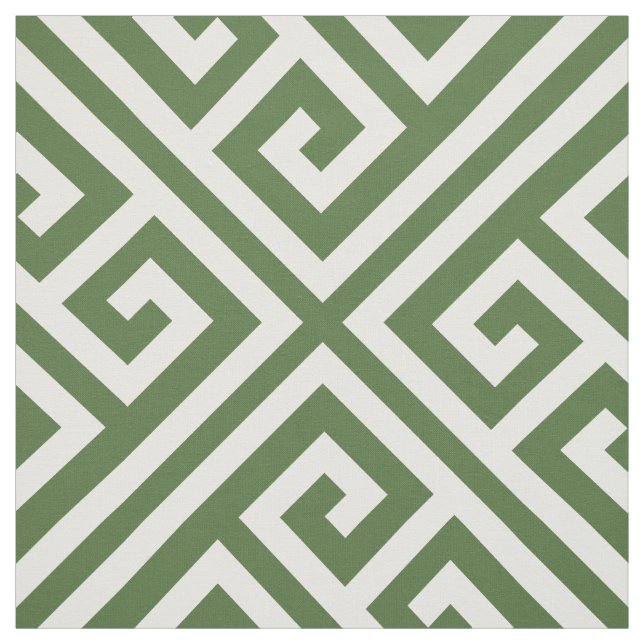 Moss Green Greek Key Large Scale Fabric (Swatch)
