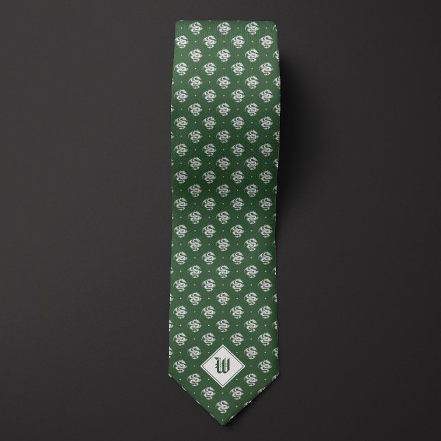 Moss Green Iconic Dragon Monogram Tie (Creator Uploaded)