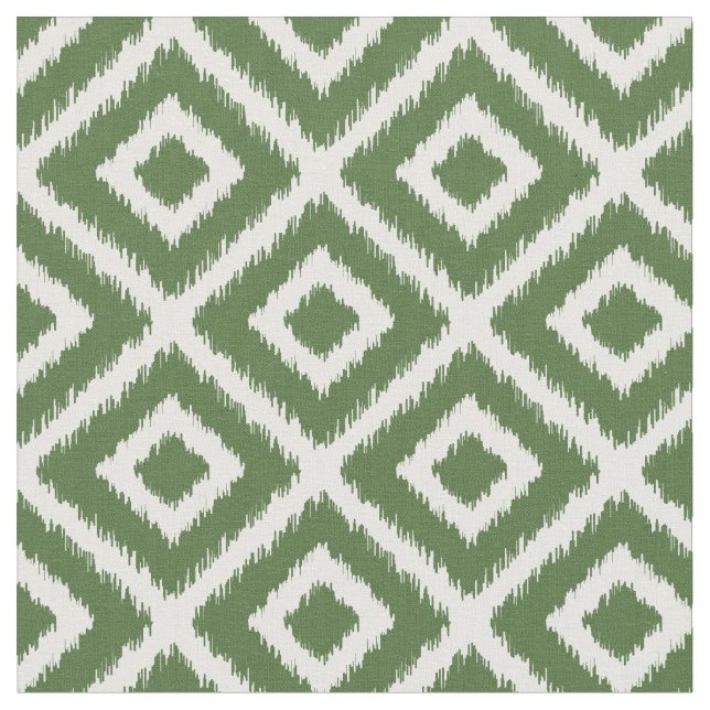 Moss Green Ikat Diamonds Fabric (Close Up)
