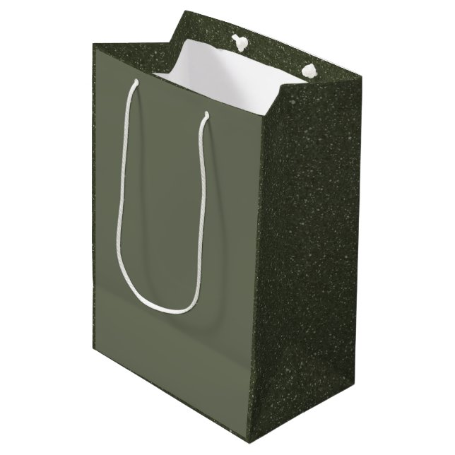 Moss Green Luxe Gift Bag – Customisable (Front Angled)