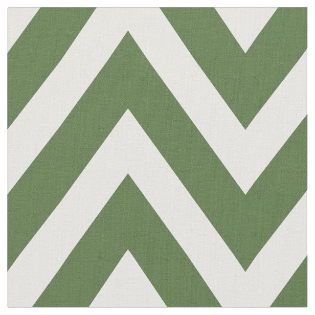 Moss Green Modern Chevron Large Scale Fabric (Close Up)