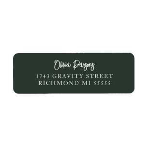 Moss Green Modern Hand Lettered Script Address