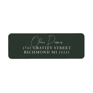 Moss Green Modern Minimally Scripted Address Label