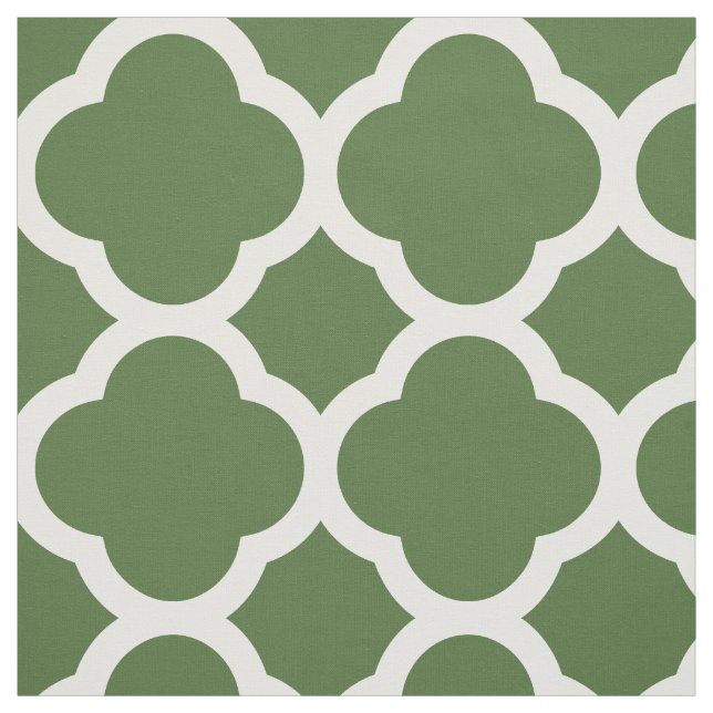 Moss Green Modern Quatrefoil Large Scale Fabric (Swatch)