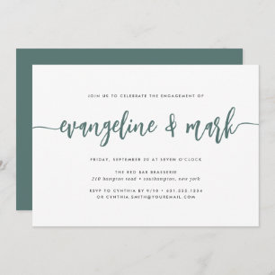 Moss Green Modern Signature Engagement Party Invitation