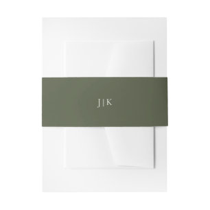 Moss Green Monogram Invitation Belly Band