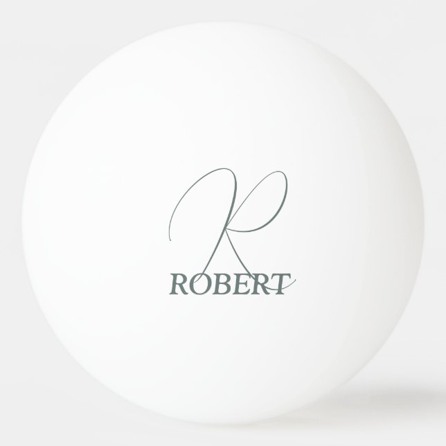 Moss Green Monogrammed Ping Pong Paddle Ball (Front)