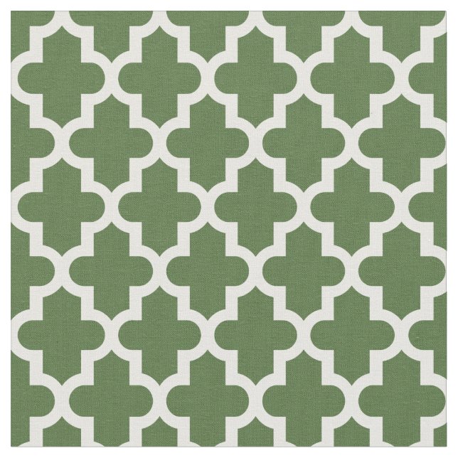 Moss Green Moroccan Print Fabric (Close Up)