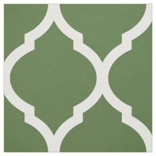 Moss Green Moroccan Quatrefoil Large Scale Fabric