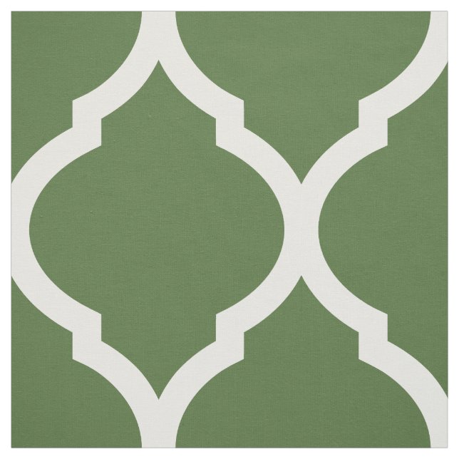 Moss Green Moroccan Quatrefoil Large Scale Fabric (Swatch)