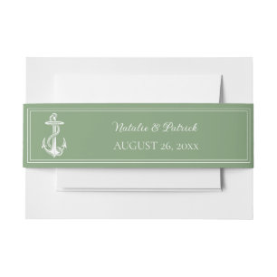 Moss Green Nautical Anchor Invitation Belly Band