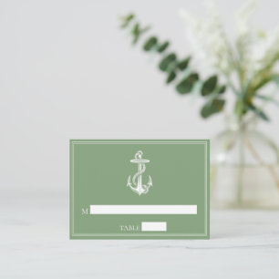 Moss Green Nautical Anchor Wedding Place Cards