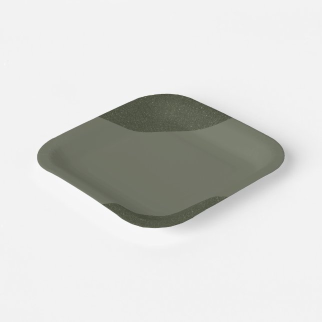 Moss Green Noise-Effect Paper Plate (Angled)
