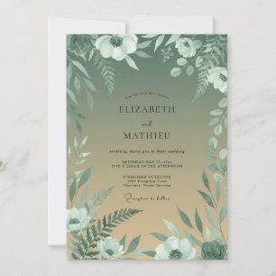 Moss Green Organic Woodland Wedding Invitation