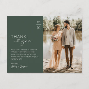 Moss Green Photo Wedding Thank You Postcard