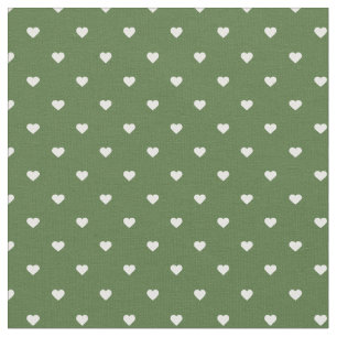 Moss Green Polka Dot Hearts Fabric
