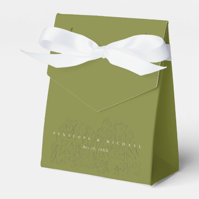 Moss Green Rustic Mountain Yosemite National Park Favour Box (Front Side)