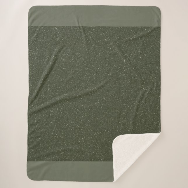 Moss Green Sherpa Blanket With Border (Front)