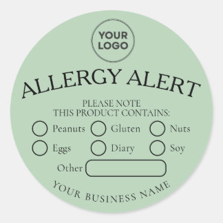 Moss Green Simple Black Allergy Alert Sticker