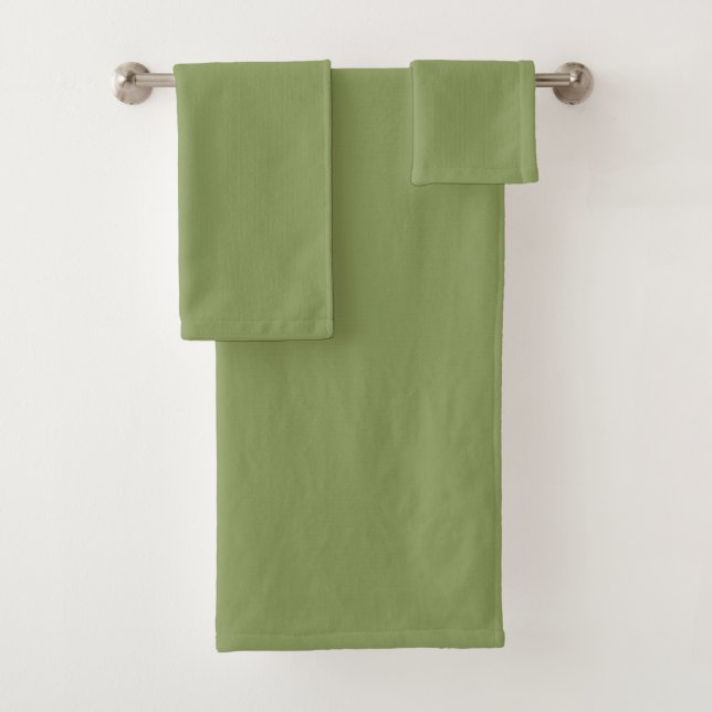 Moss Green Solid Colour Bath Towel Set (Insitu)