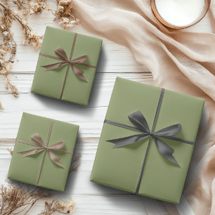 Moss Green Solid Colour   Classic   Elegant Wrapping Paper Sheet