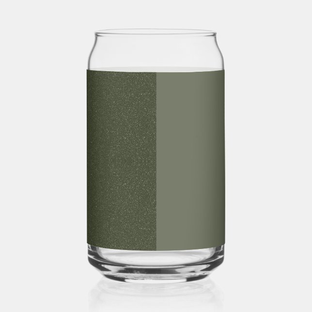 Moss Green Split Glass Can – Glitter & Matte (Left)