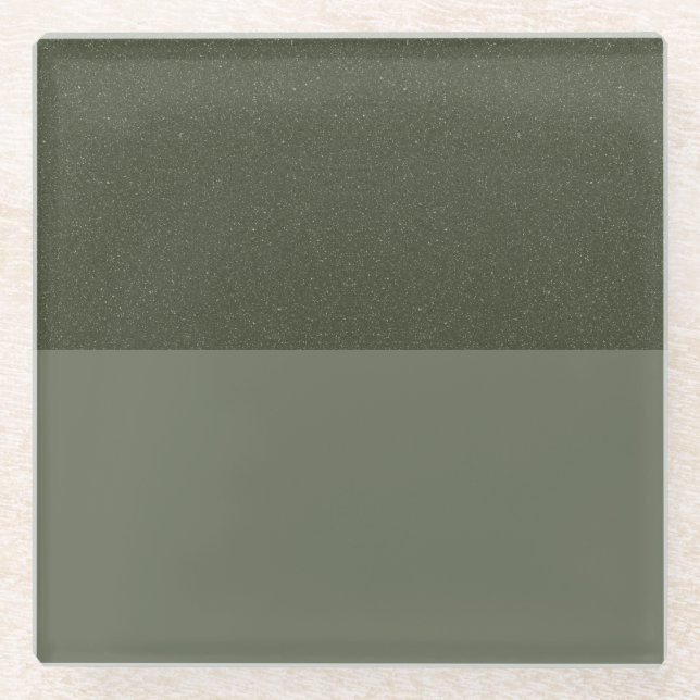 Moss Green Split Glass Coaster – Customisable (Front)
