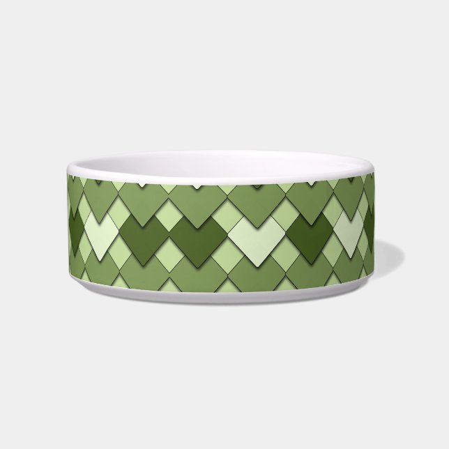 Moss Green Square and Diamond Harlequin Pattern Bowl (Front)