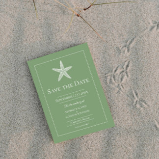 Moss Green Starfish Monogram Photo Save The Date