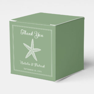 Moss Green Starfish Wedding Favour Boxes
