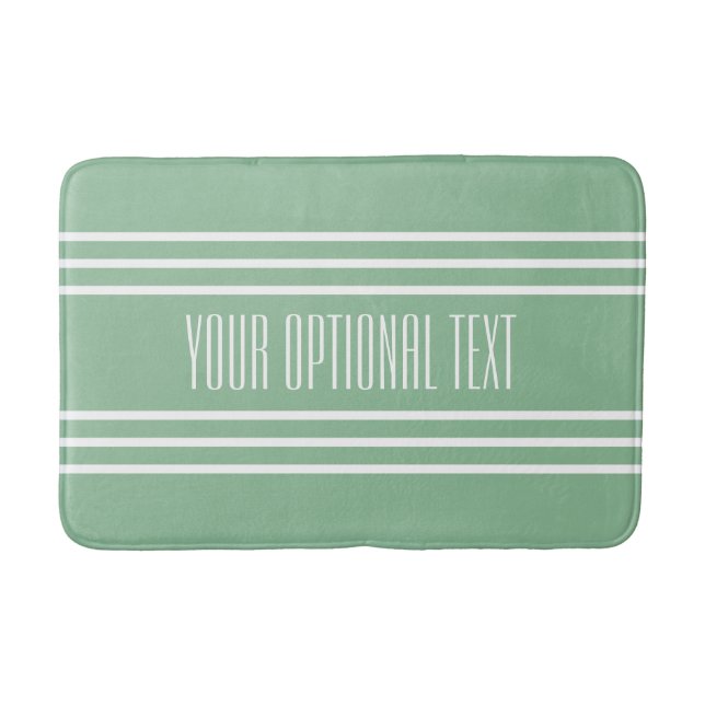 Moss Green Stripes Custom Text bath mats (Front)