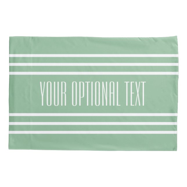 Moss Green Stripes custom text pillow cases (Back)