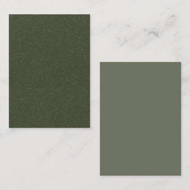 Moss Green Textured Flat Place Card (Front/Back)