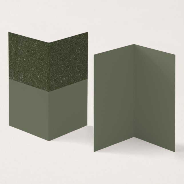 Moss Green Textured Folded Business Card (Custom) (Inside and Outside)