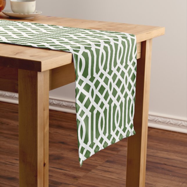 Moss Green Trellis Short Table Runner (In Situ)