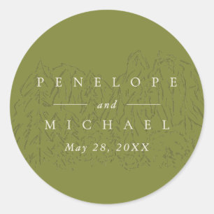 Moss Green Yosemite National Park Wedding Favour Classic Round Sticker