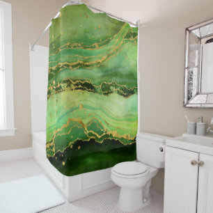 Moss Malachite Waves Shower Curtain