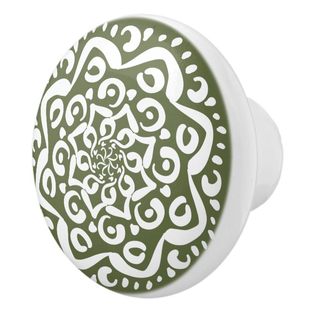 Moss Mandala Ceramic Knob (Right)