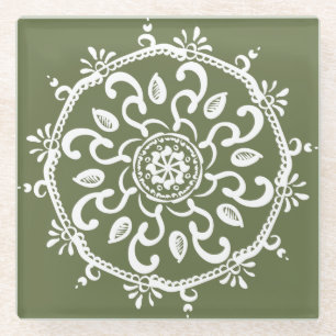 Moss Mandala Glass Coaster