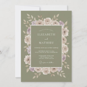 Moss Mauve Ranunculus Wedding Invitation