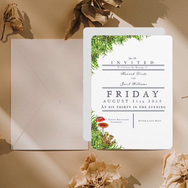 Moss & Mushrooms Magical Forest Wedding Invitation (Creator Uploaded)