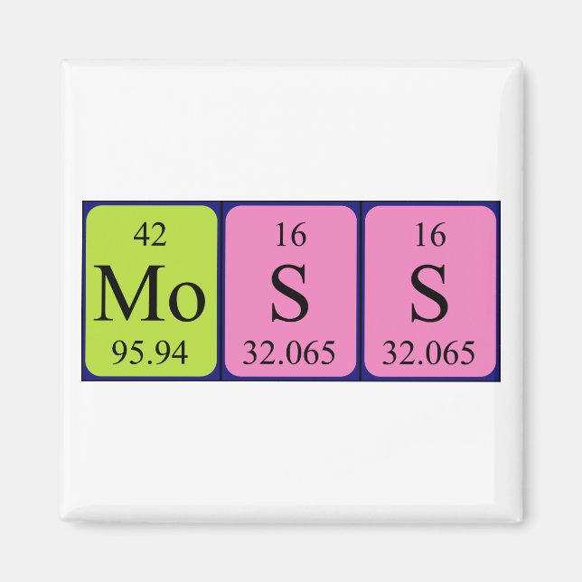 Moss periodic table name magnet (Front)
