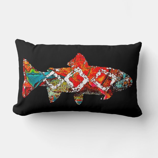 Moss Rock Trout Lumbar Cushion (Front)