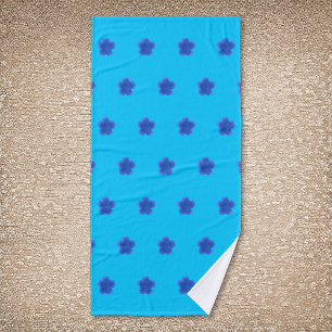 Moss Rose Flower Seamless Pattern on Light Blue Bath Towel