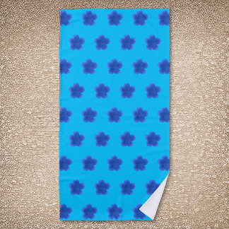 Moss Rose Flower Seamless Pattern on Light Blue Beach Towel