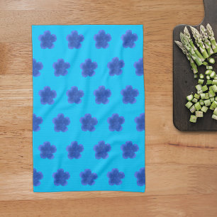 Moss Rose Flower Seamless Pattern on Light Blue Tea Towel