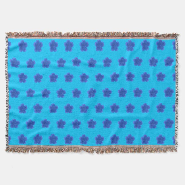 Moss Rose Flower Seamless Pattern on Light Blue Throw Blanket (Front)