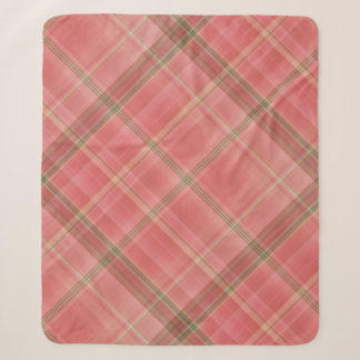 Moss Rose Pink and Green Plaid Sherpa Blanket