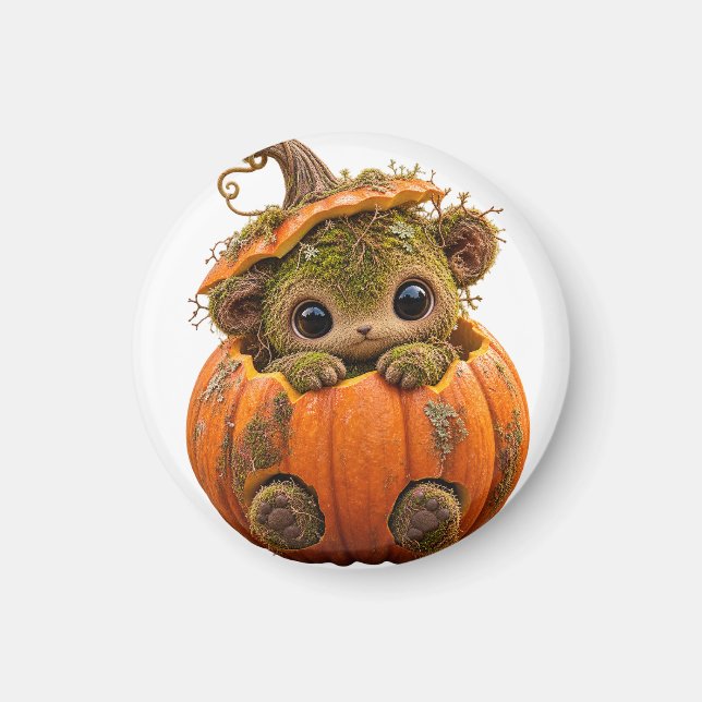 Moss Sprite Pumpkin Keychain Magnet (Front)