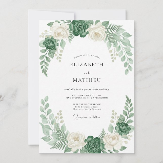 Moss Succulent Foliage Wedding Invitation (Front)